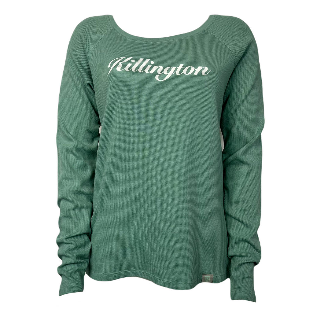 Killington Logo Women's Wordmark Long Sleeve Thermal Tee-Teal-Killington Sports