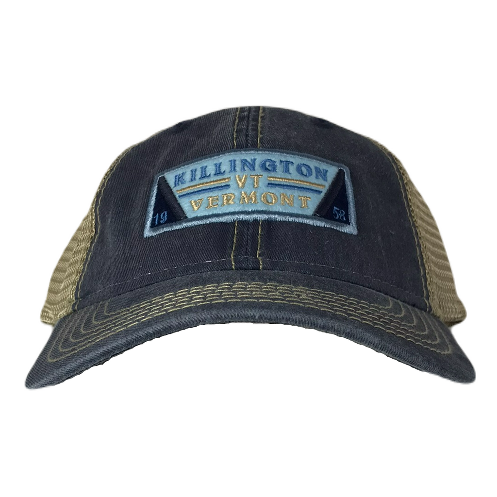 Killington Logo Youth Legend Vintage Trucker Hat-Navy/Khaki-Killington Sports