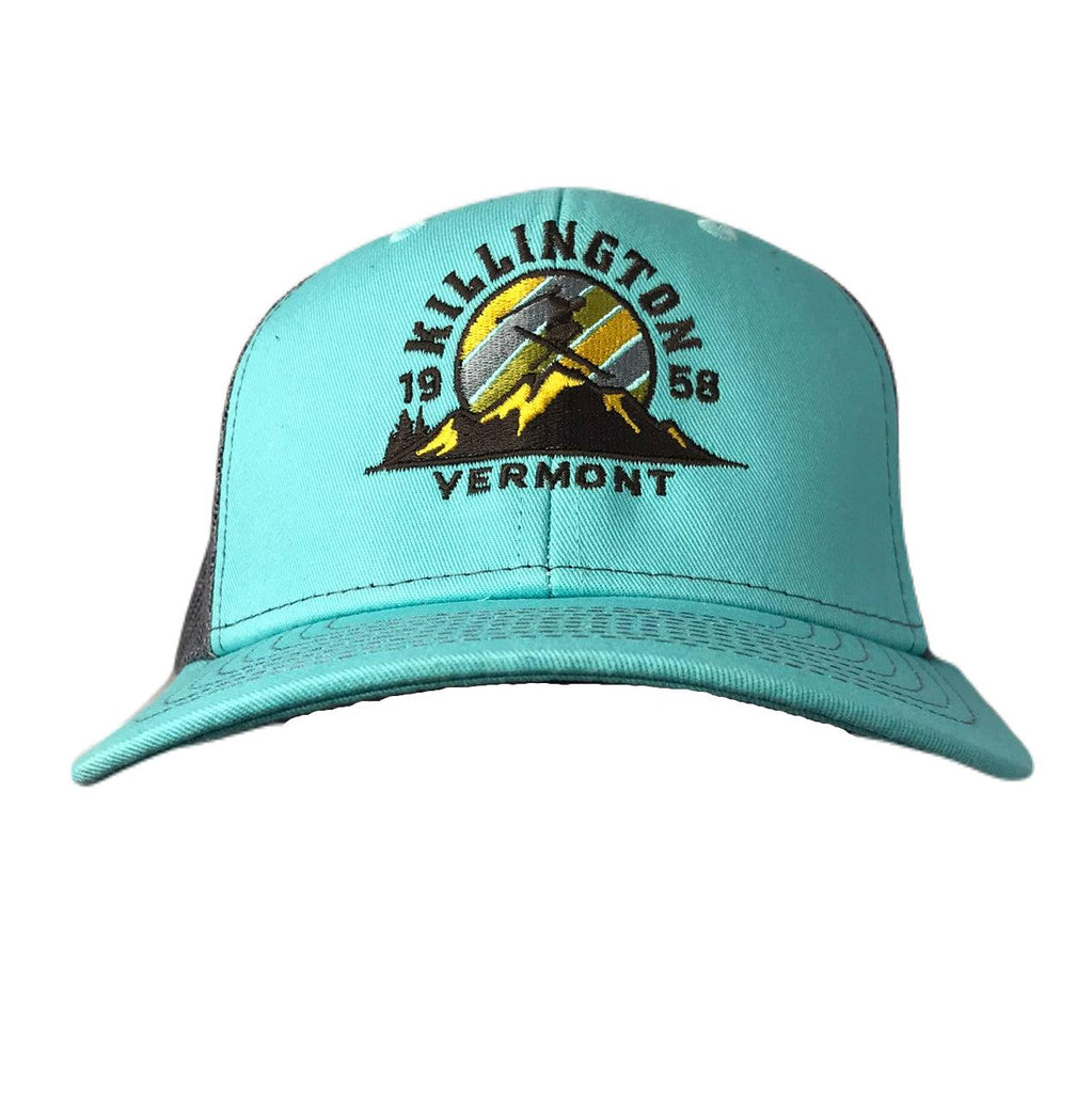 Killington Logo Zone Trucker Hat-Surf/Dark Grey-Killington Sports