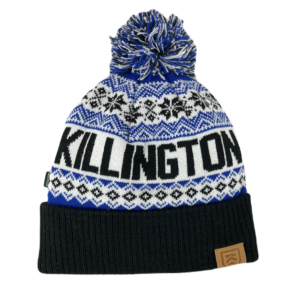 Killington North Pole Knit In Cuff Beanie with Pom-White/Royal Blue/Black-Killington Sports