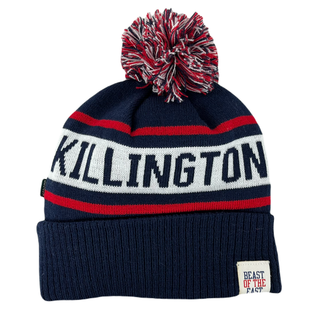 Killington Old School Ribbed Cuff Beanie with Pom-Navy/Scarlet/White-Killington Sports