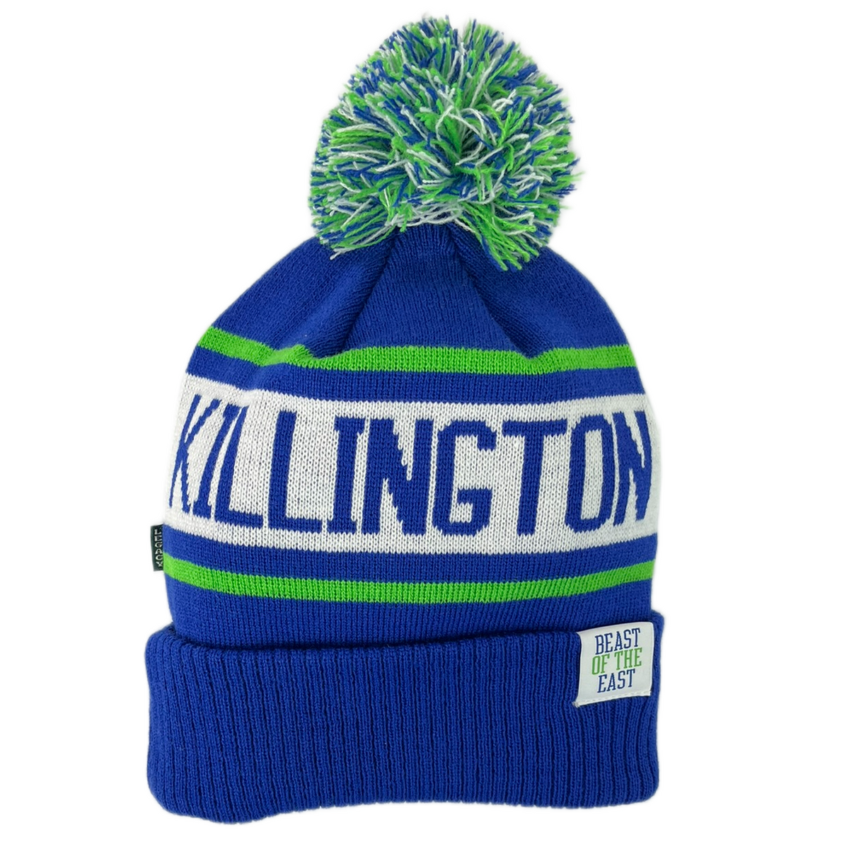 Killington Old School Ribbed Cuff Beanie with Pom-Royal Blue/White/Key Lime/Royal Blue-Killington Sports
