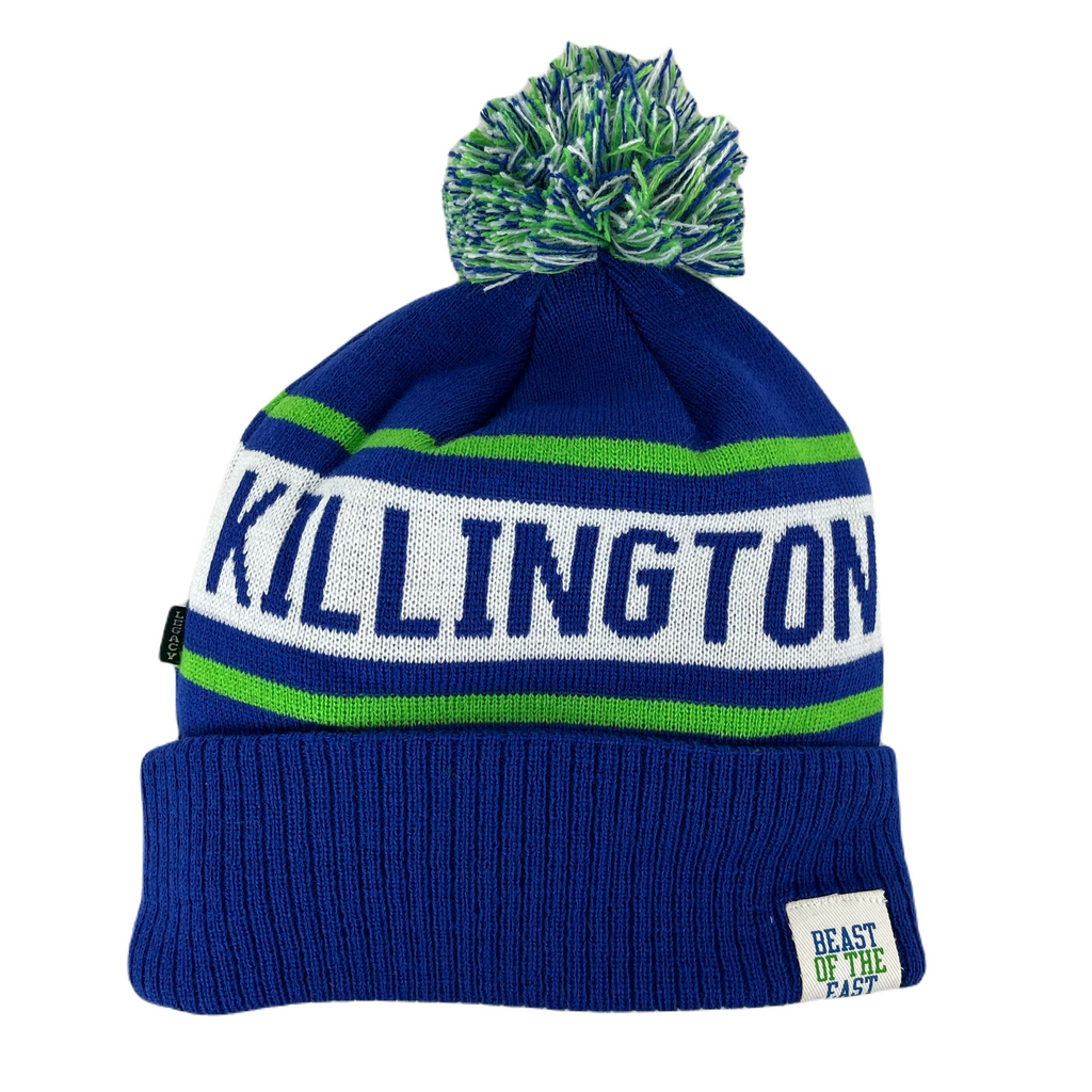 Killington Old School Ribbed Cuff Beanie with Pom-White/Key Lime/White-Killington Sports