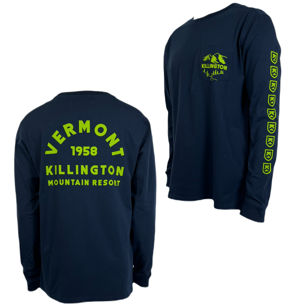 Killington Shield Pocket Long Sleeve Tee-Classic Navy-Killington Sports