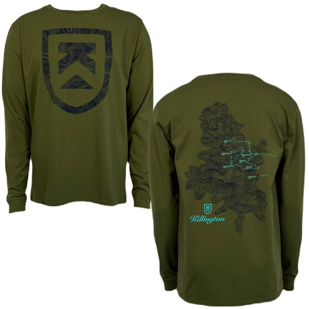 Killington Topography Shield Long Sleeve Tee-Olive-Killington Sports