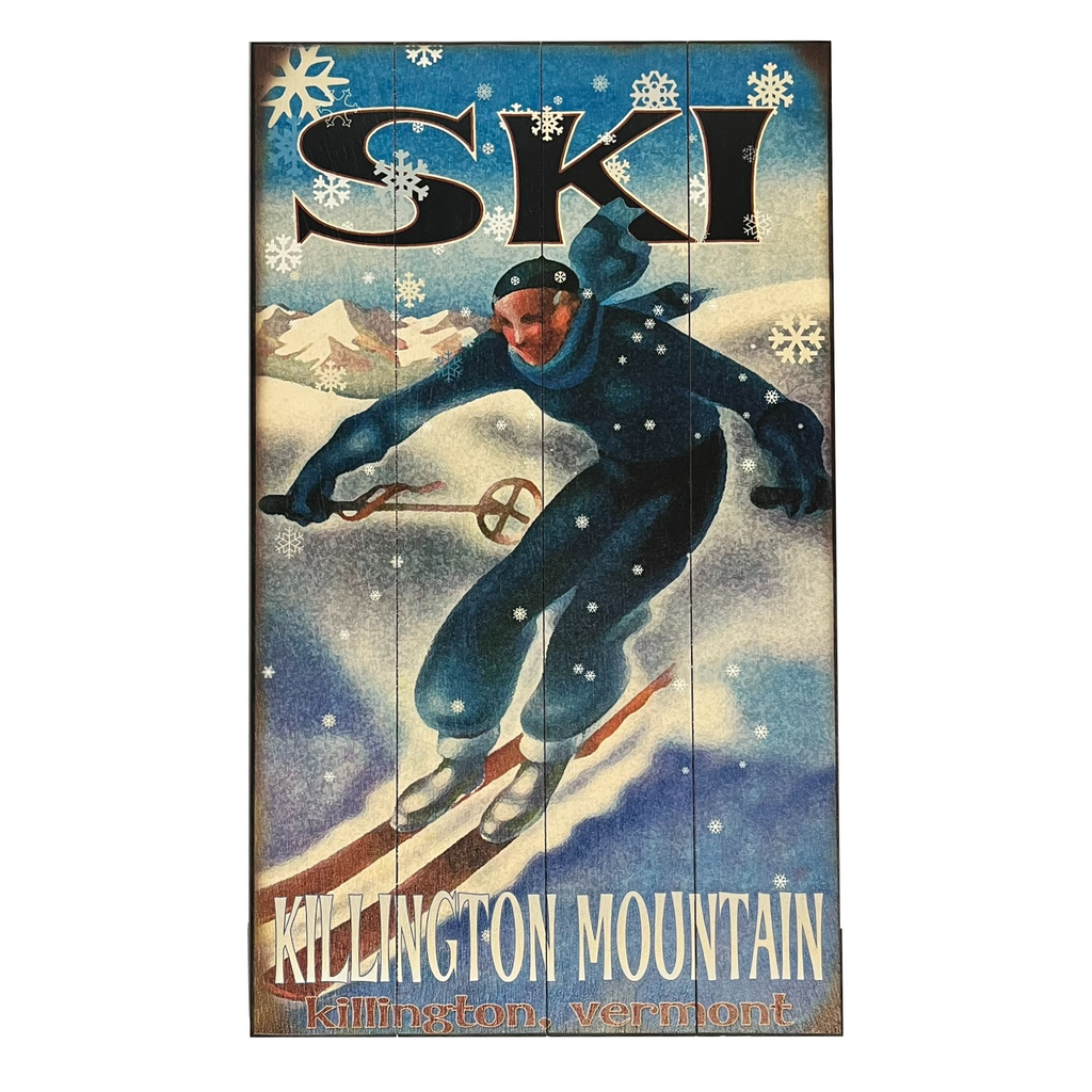 Killington Wooden Wall Art: Snowflake Skier-Killington Sports