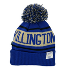 Killington Youth Old School Ribbed Cuff Beanie with Pom-Royal Blue/Black/Stone-Killington Sports