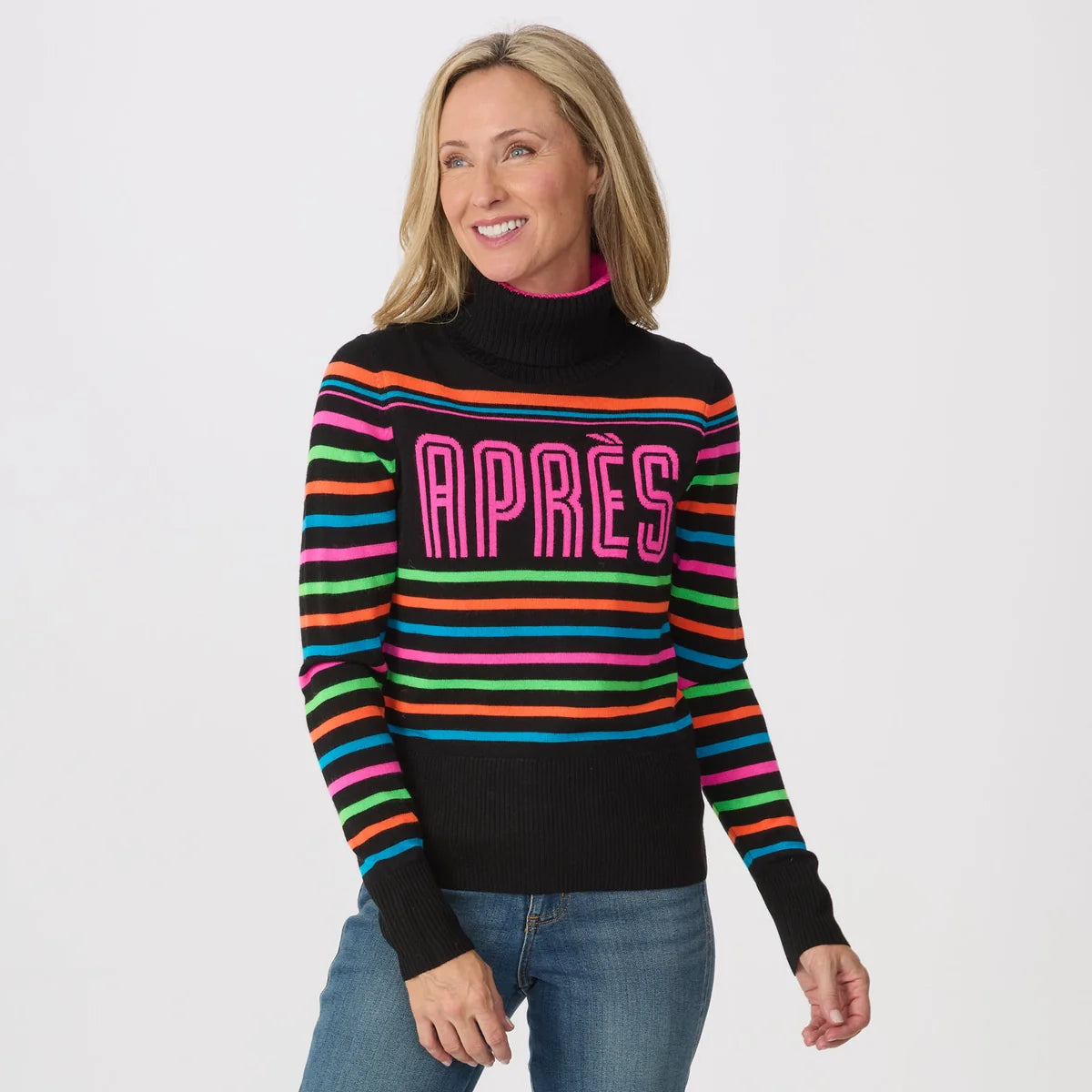 Krimson Klover Women's Annika Turtleneck Sweater-Black/Pink Glo-Killington Sports