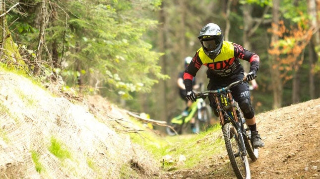 Downhill mountain biker