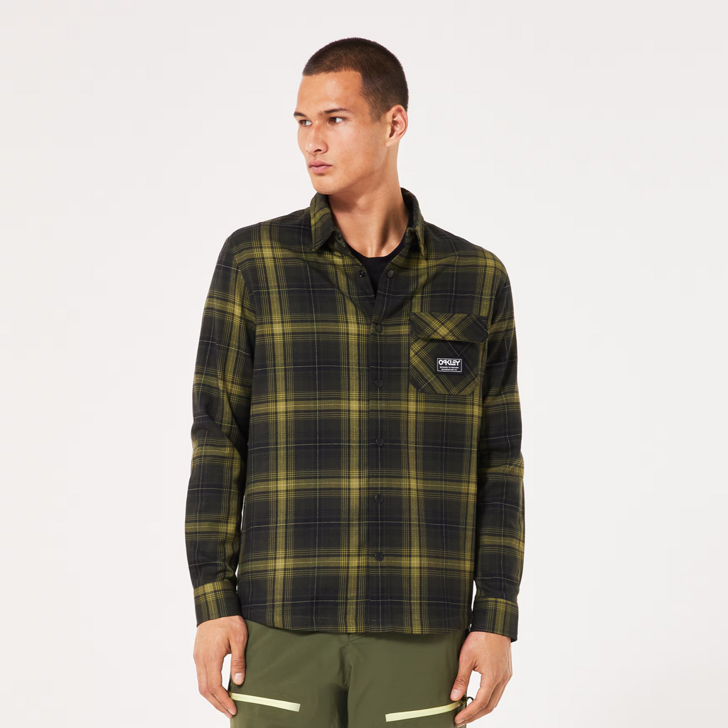 Oakley Men's Butter Flannel Shirt-Black/Fern-Killington Sports