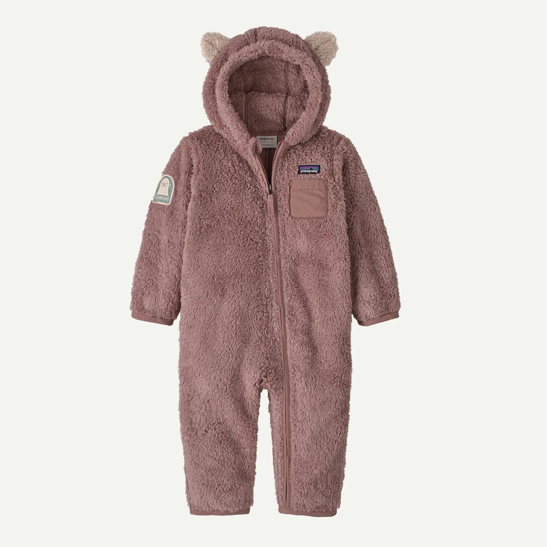 Patagonia Baby Furry Friends Fleece Bunting-Curious Seal Patch: Moonrise Taupe-Killington Sports