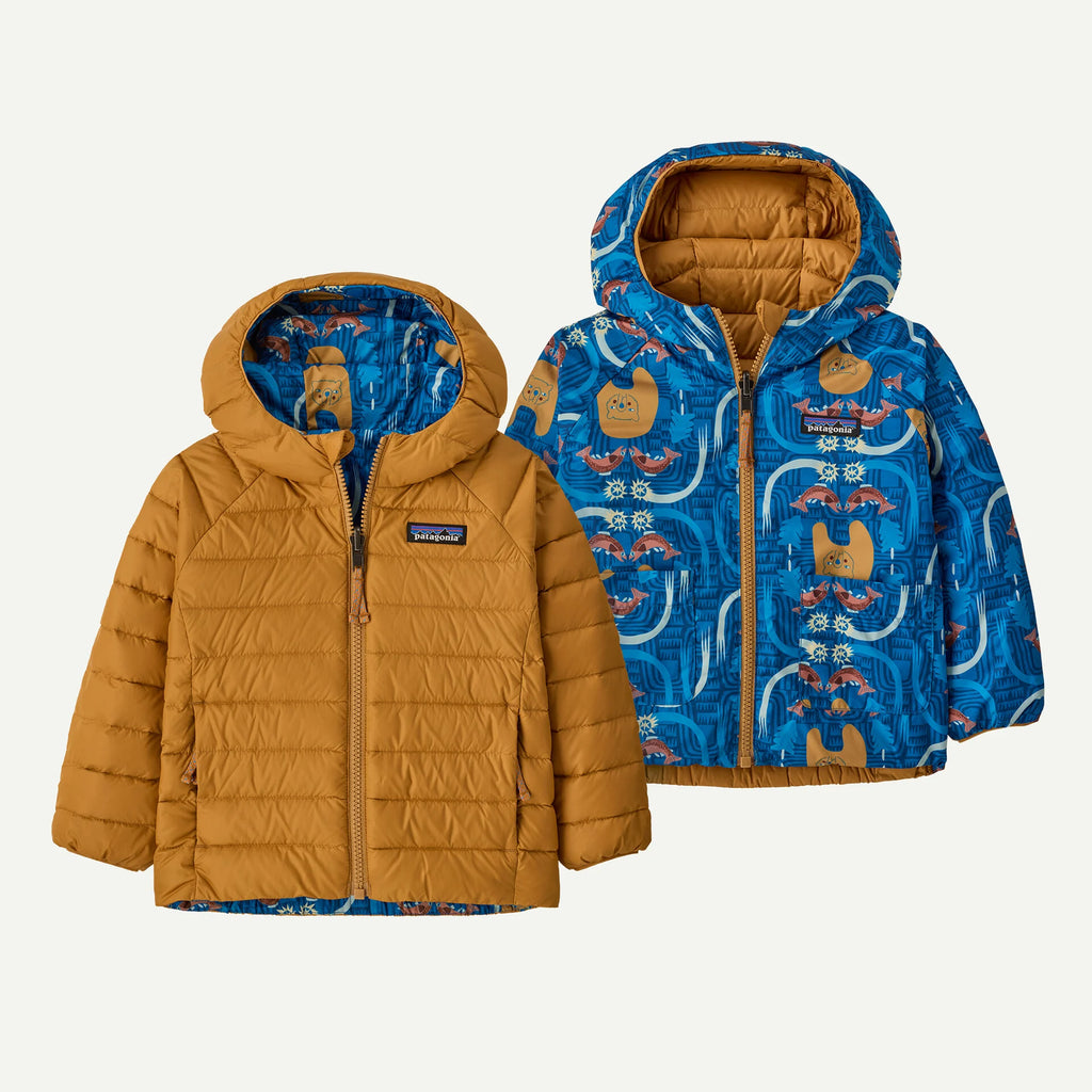 Patagonia Baby Reversible Down Sweater™ Hoody-About a Fish: Uplift Blue-Killington Sports