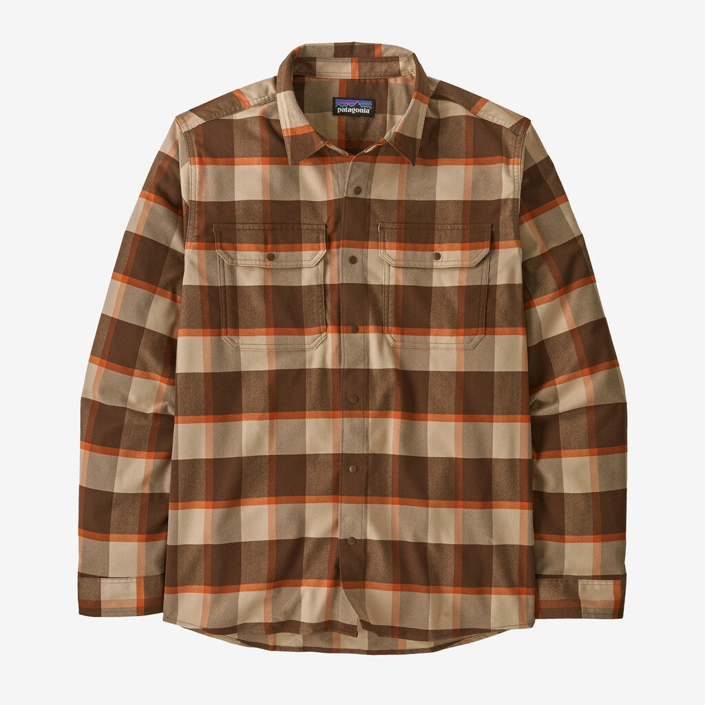 Patagonia Men's Canyonite Flannel Shirt-Cliff's Edge: Molasses Brown-Killington Sports