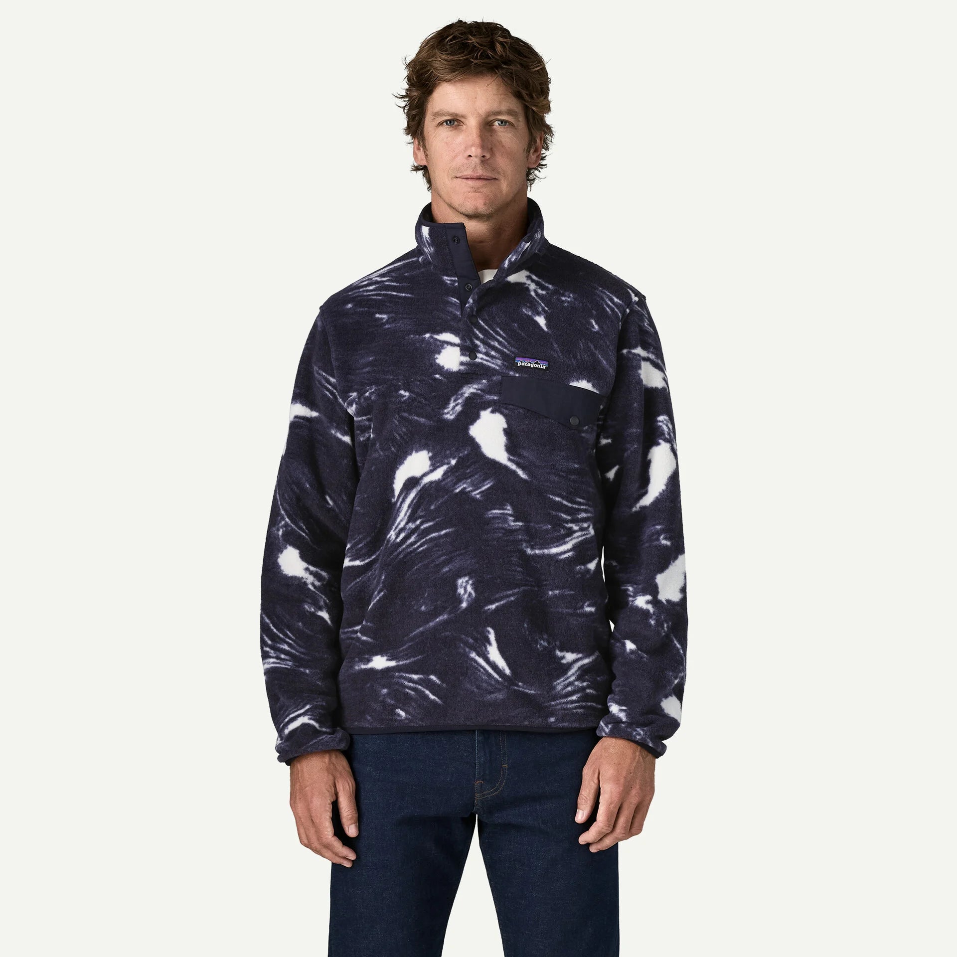 Patagonia Men's Lightweight Synchilla® Snap-T® Fleece Pullover-Polar Breeze: Sunken Blue-Killington Sports