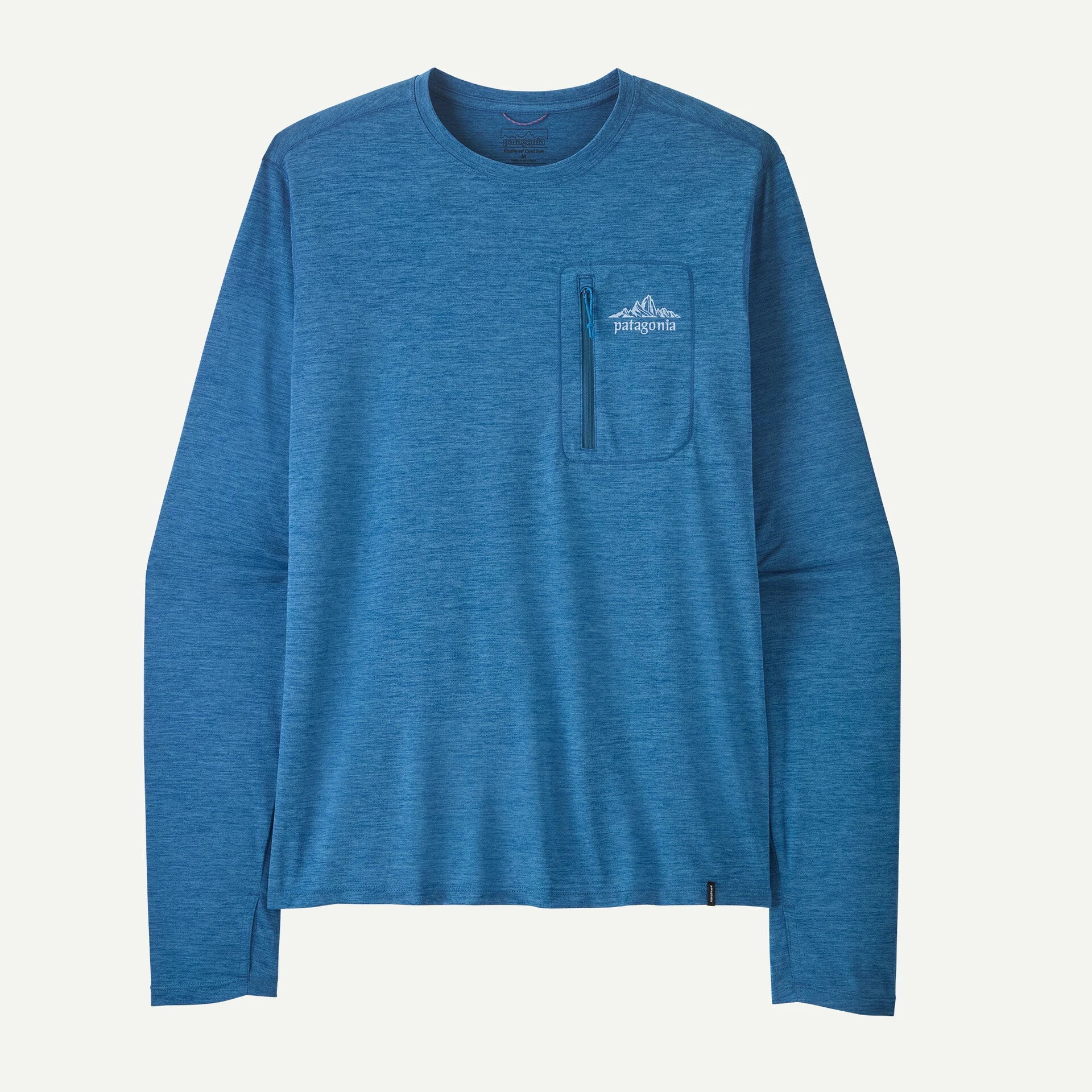 Patagonia Men's Long-Sleeved Capilene® Cool Sun Shirt - Cloud Crag Crest-Aquatic Blue - Light Aquatic Blue X-Dye-Killington Sports