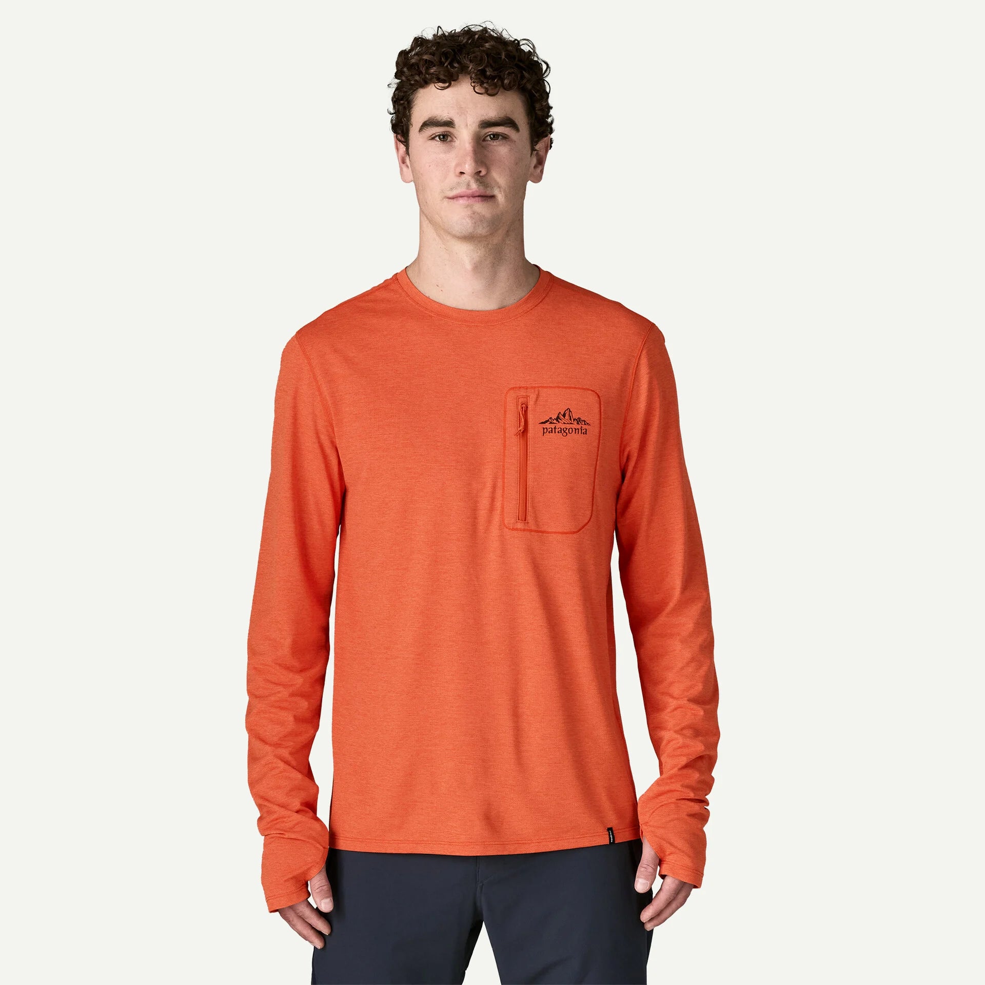 Patagonia Men's Long-Sleeved Capilene® Cool Sun Shirt - Cloud Crag Crest-Coal Orange - Light Coal Orange X-Dye-Killington Sports
