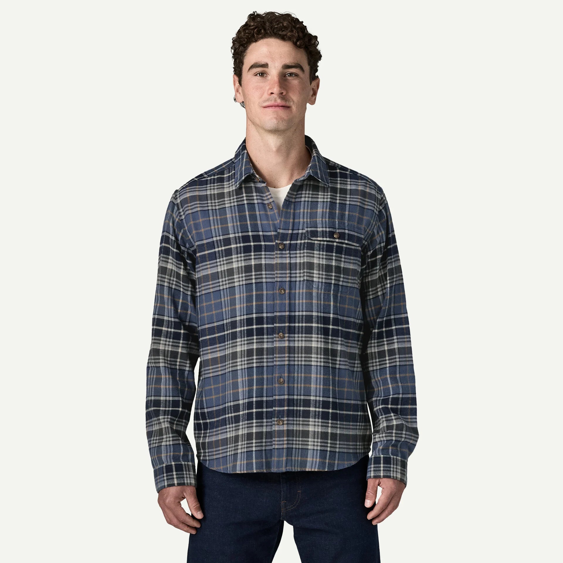Patagonia Men's Long-Sleeved Lightweight Fjord Flannel Shirt-Depth: New Navy-Killington Sports