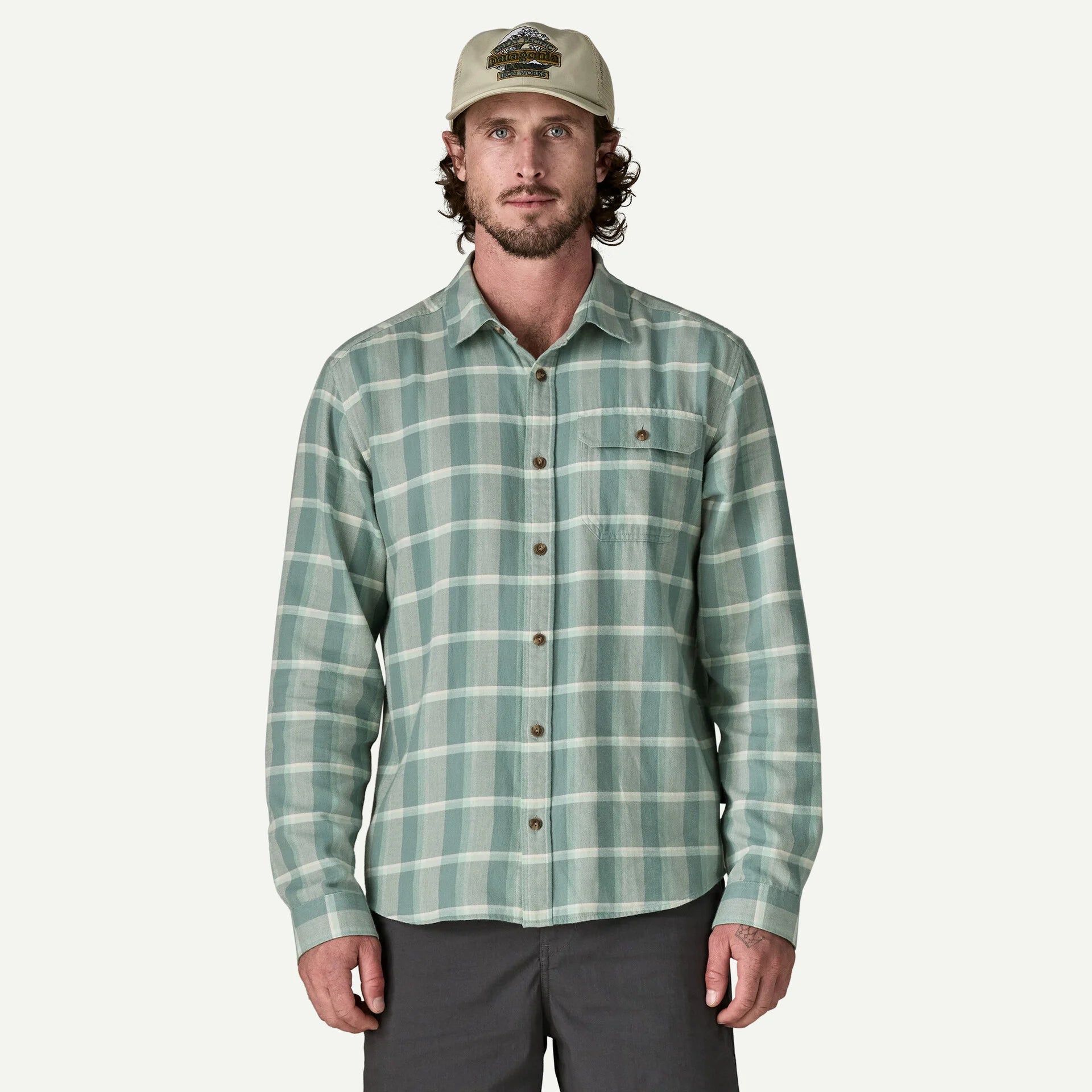 Patagonia Men's Long-Sleeved Lightweight Fjord Flannel Shirt-Marine Layer: Blue Sage-Killington Sports