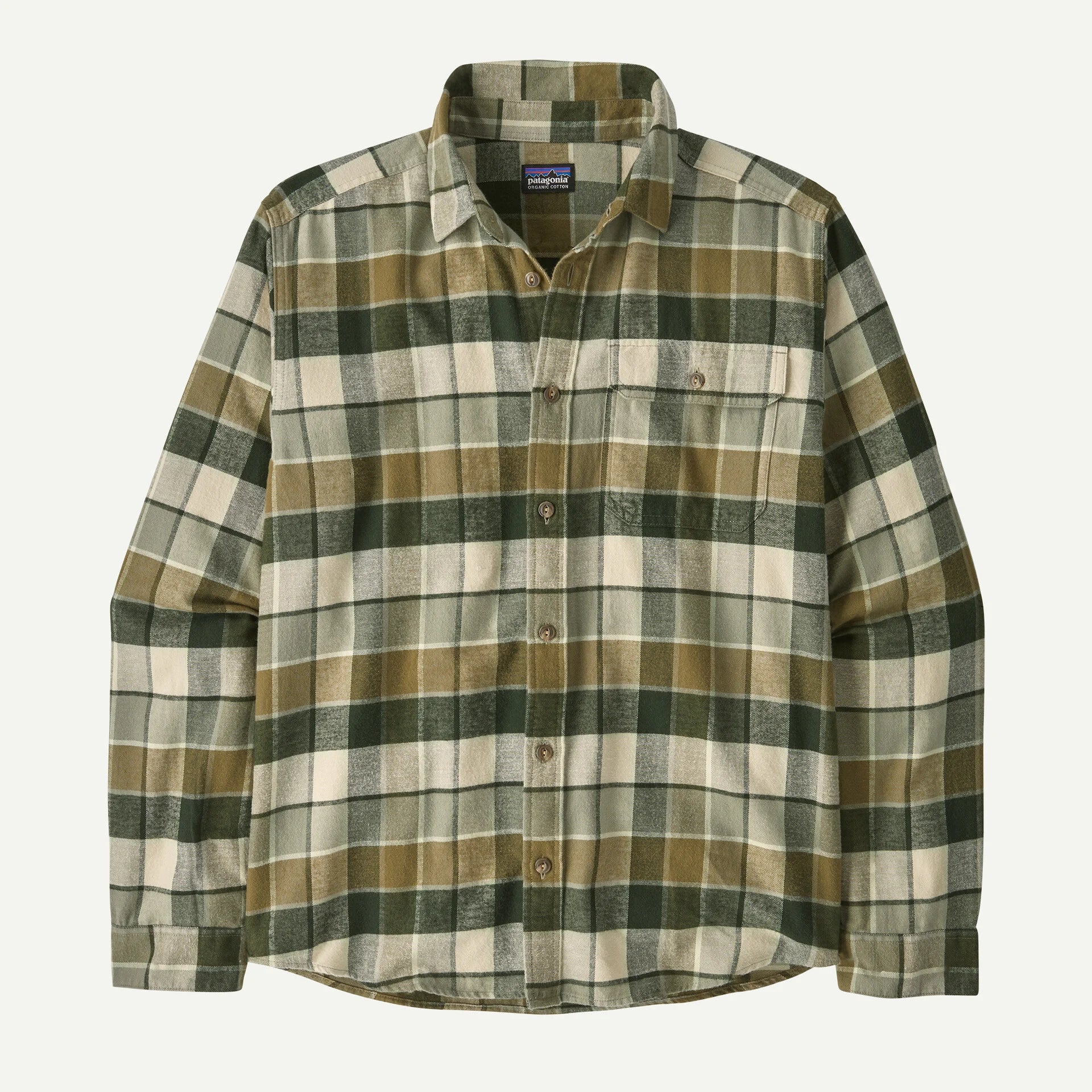 Patagonia Men's Long-Sleeved Lightweight Fjord Flannel Shirt-Rocky: Old Growth Green-Killington Sports