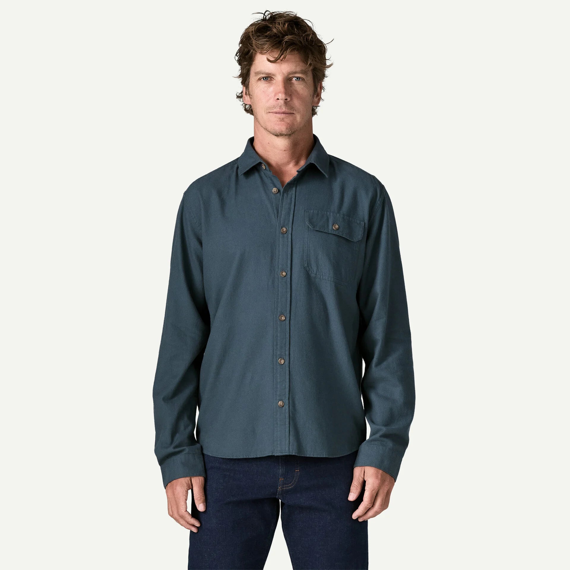 Patagonia Men's Long-Sleeved Lightweight Fjord Flannel Shirt-Summit Blue-Killington Sports