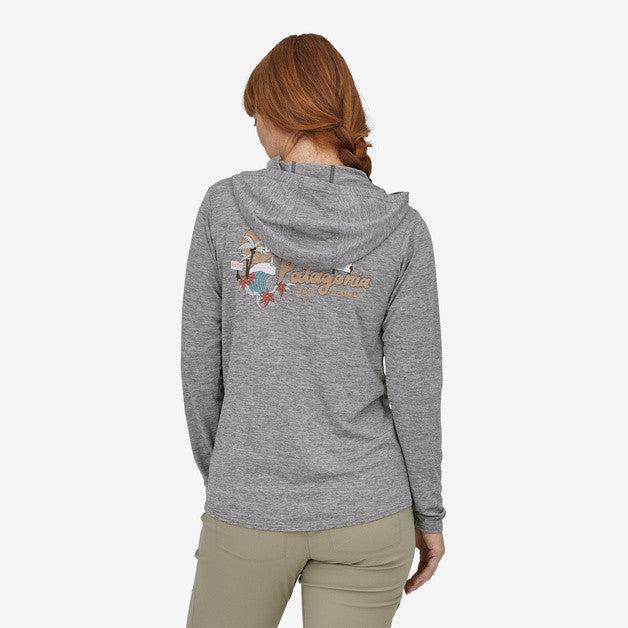 Patagonia Women's Capilene Cool Daily Graphic Hoody-Palm Protest: Feather Grey-Killington Sports