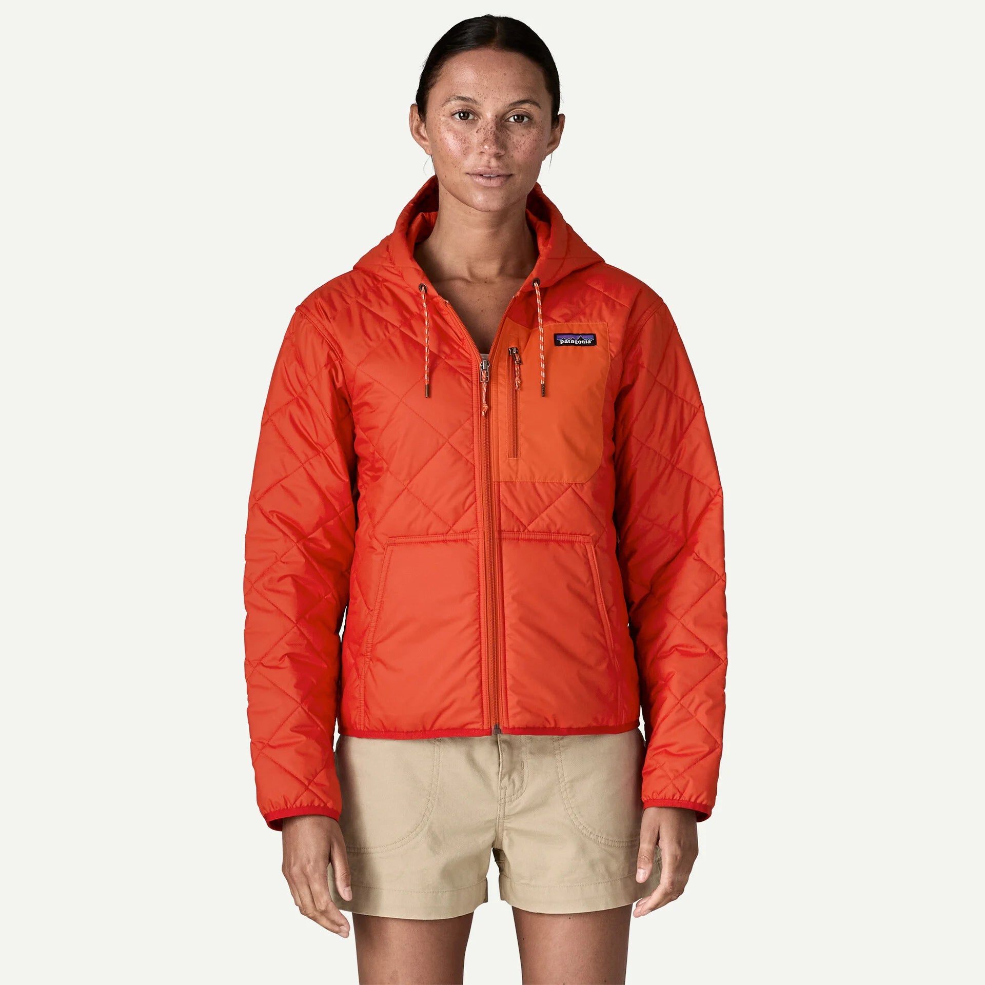 Patagonia Women's Diamond Quilted Bomber Hoody-Hot Ember-Killington Sports