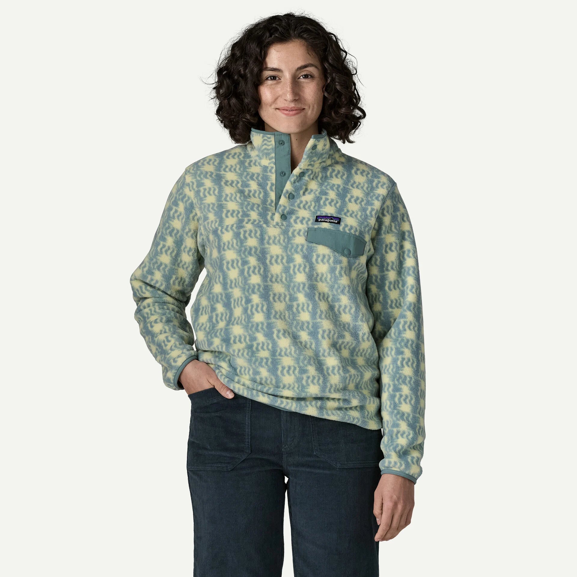 Patagonia Women's Lightweight Synchilla® Snap-T® Fleece Pullover-Sun Quilt: Blue Sage-Killington Sports