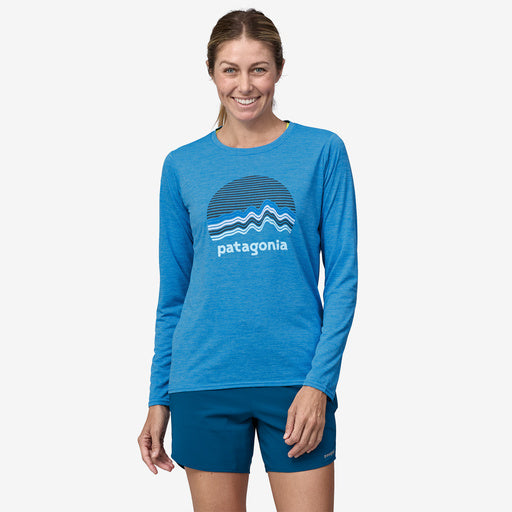Patagonia Women's Long-Sleeved Capilene® Cool Daily Graphic Shirt-Ridge Rise Moonlight: Vessel Blue X-Dye-Killington Sports