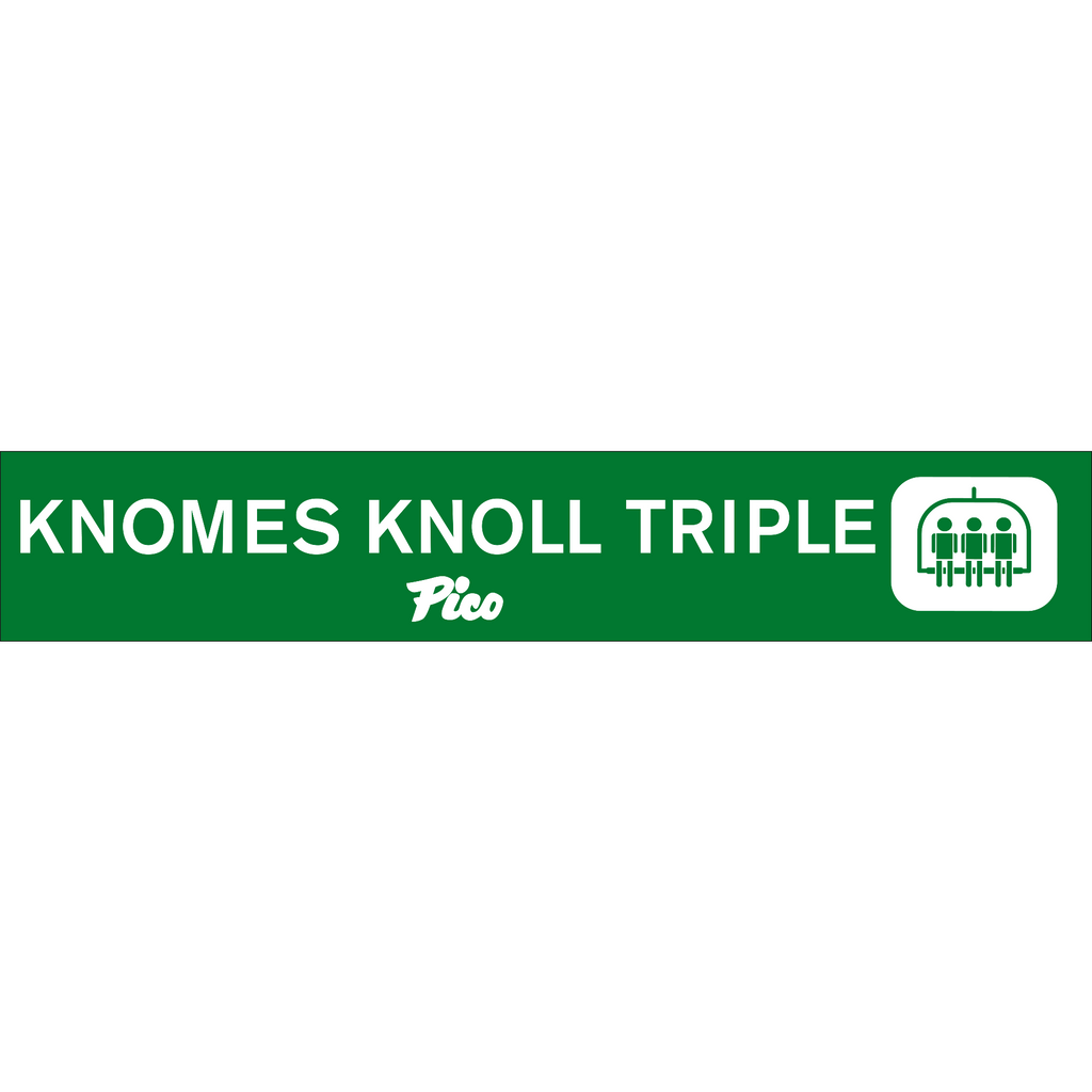 Pico Chair Lift Sign-Pico Mountain Logo-Knomes Knoll Triple-Killington Sports