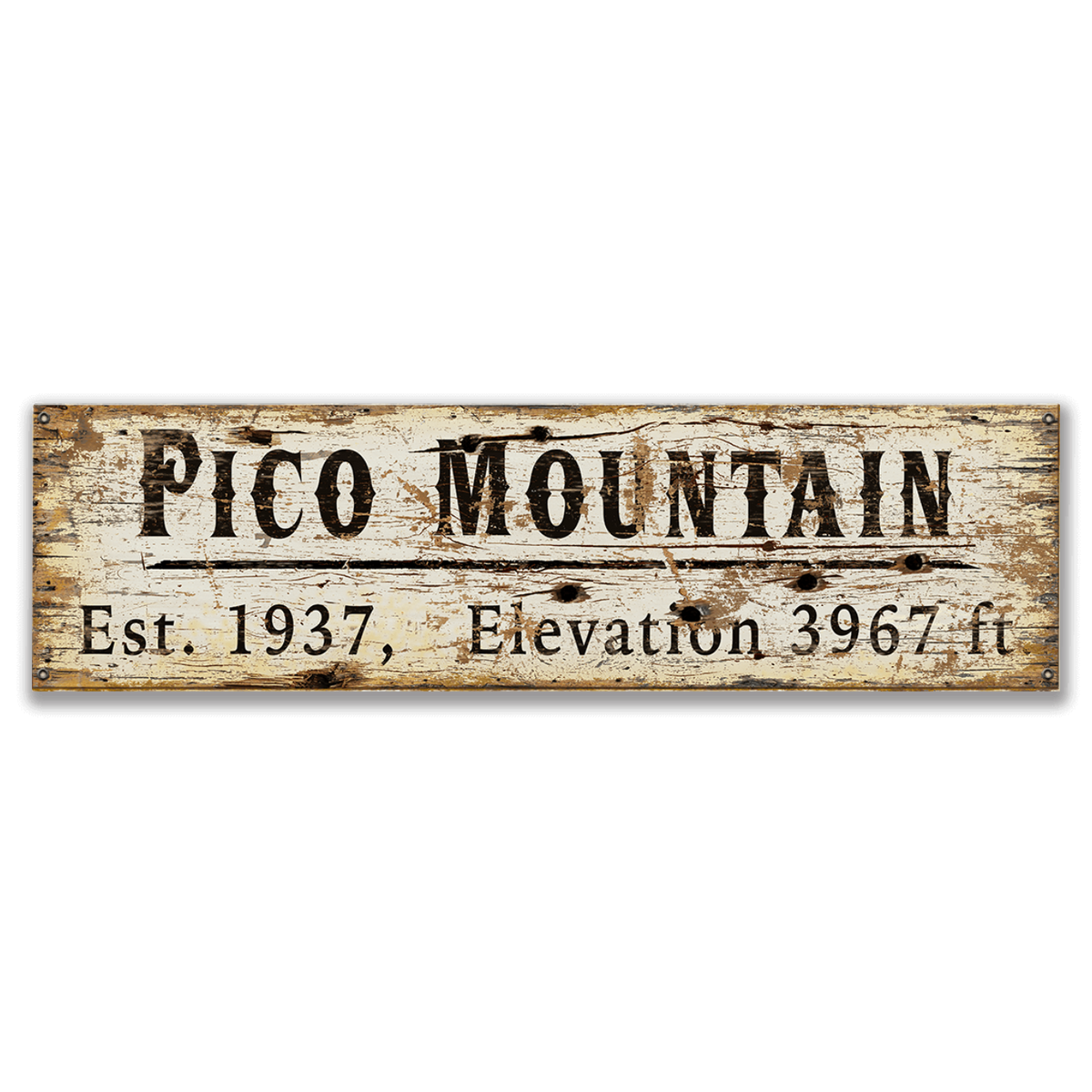 Pico Elevation Vintage Wood Sign-Pico-Killington Sports