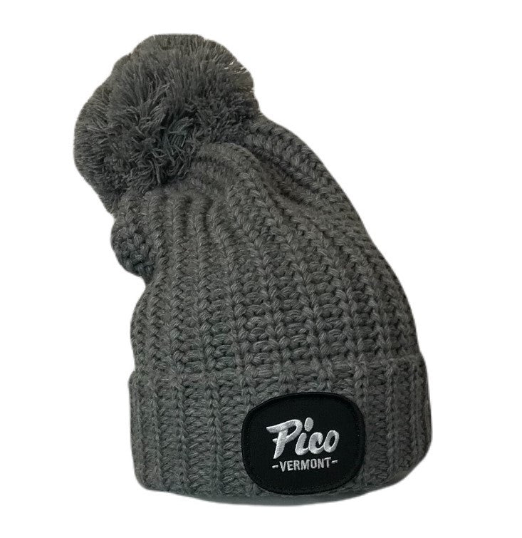 Pico Logo Chunk Pom Beanie-Heather Grey-Killington Sports
