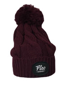 Pico Logo Chunk Twist Knit Beanie-Burgundy-Killington Sports
