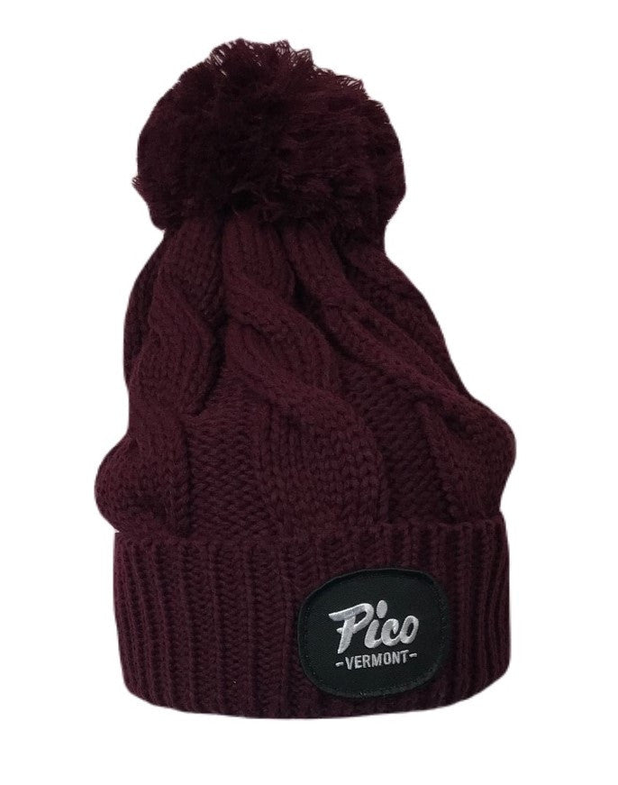 Pico Logo Chunk Twist Knit Beanie-Burgundy-Killington Sports