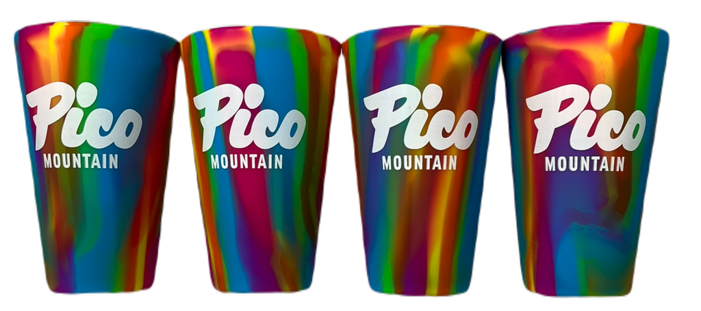 Pico Logo Silicone Tie Dye 16oz Pint Glasses - Set of 4-Hippie Hops - Set of 4-Killington Sports