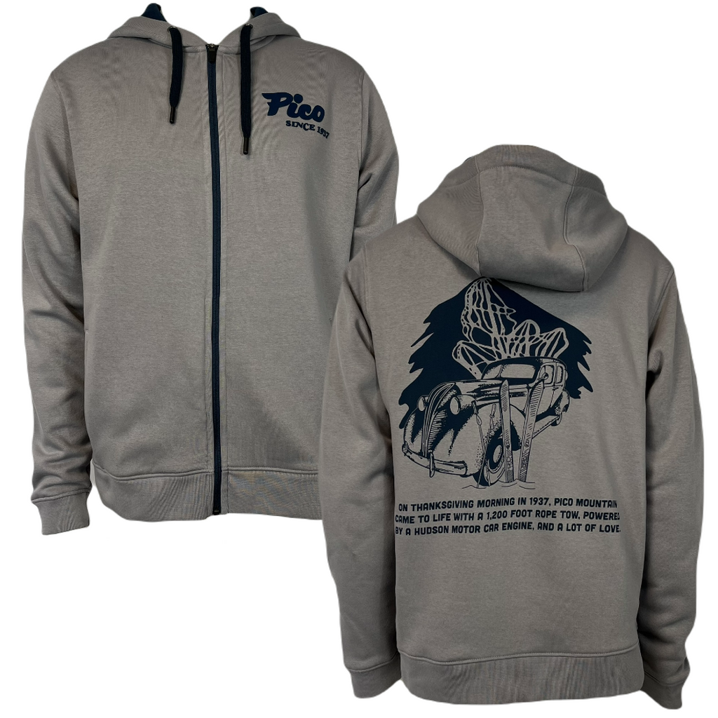 Pico Logo Vintage Racer Full Zip Hoodie-Gray-Killington Sports