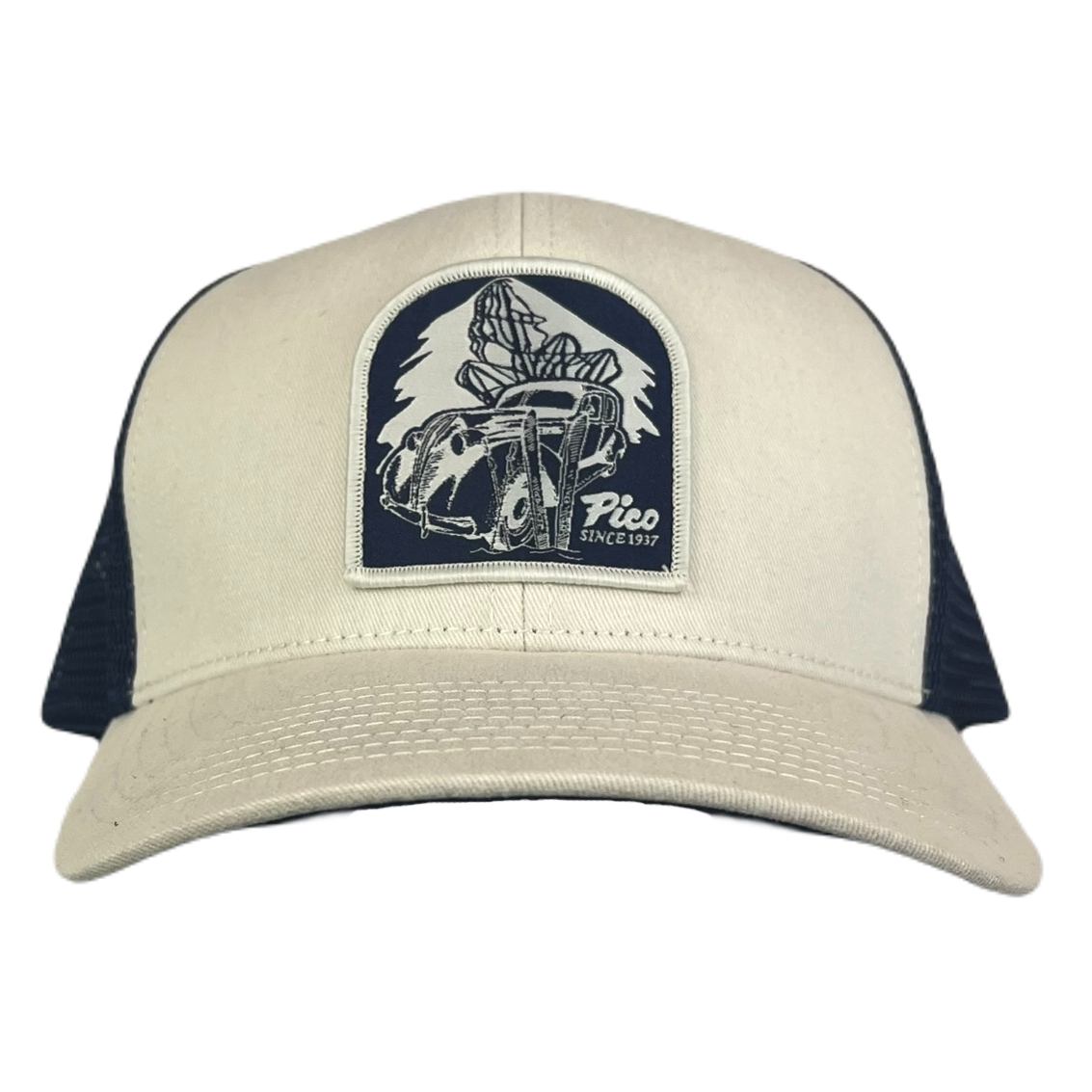 Pico Logo Vintage Racer Trucker-Oatmeal/Navy-Killington Sports