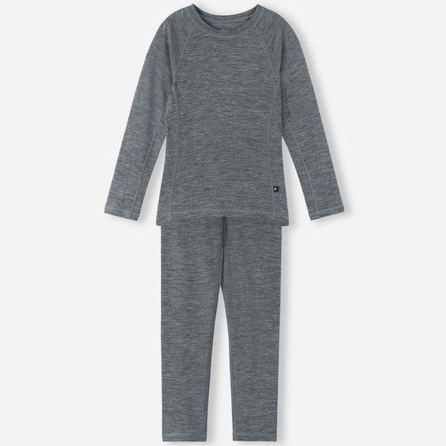 Reima Kids' Kinsei Merino & Wool-Lyocell Base Layer Set-Melange Grey-Killington Sports