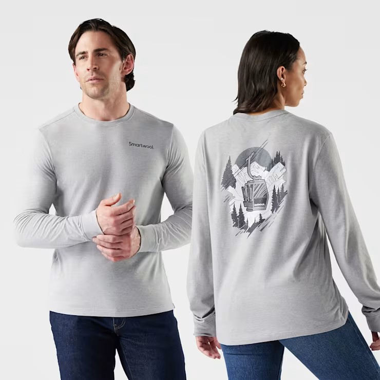 Smartwool Gondola View Long Sleeve Graphic Tee-Light Gray Heather-Killington Sports