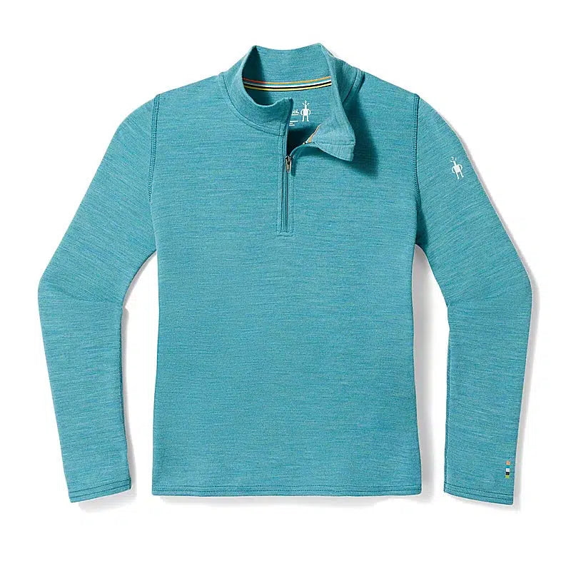 Smartwool Kids' Classic Thermal Merino Base Layer 1/4 Zip-Cascade Green Heather-Killington Sports