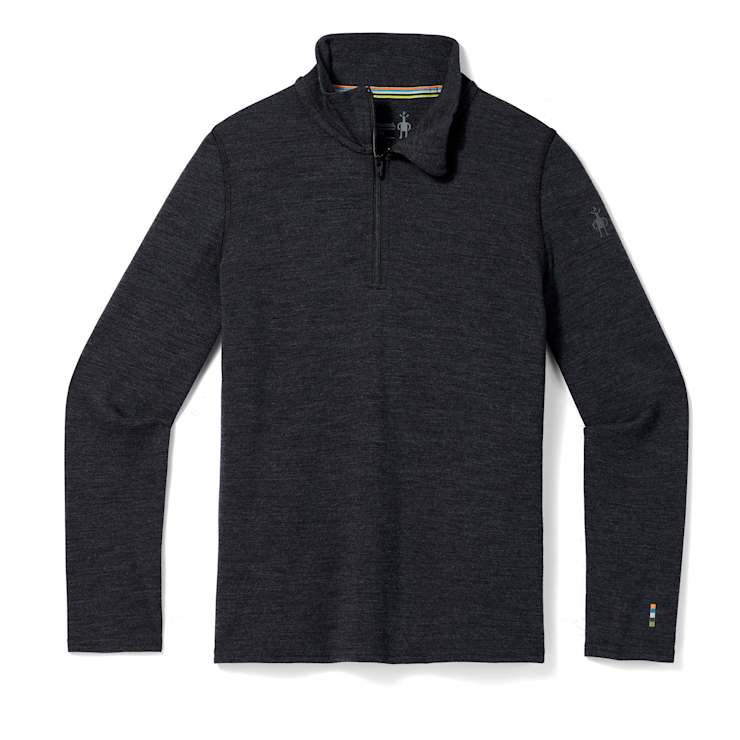 Smartwool Kids' Classic Thermal Merino Base Layer 1/4 Zip-Charcoal Heather-Killington Sports