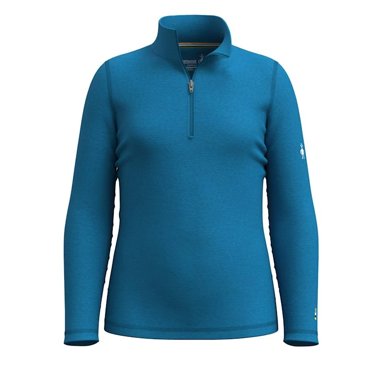 Smartwool Kids' Classic Thermal Merino Base Layer 1/4 Zip-Nival Blue Heather-Killington Sports