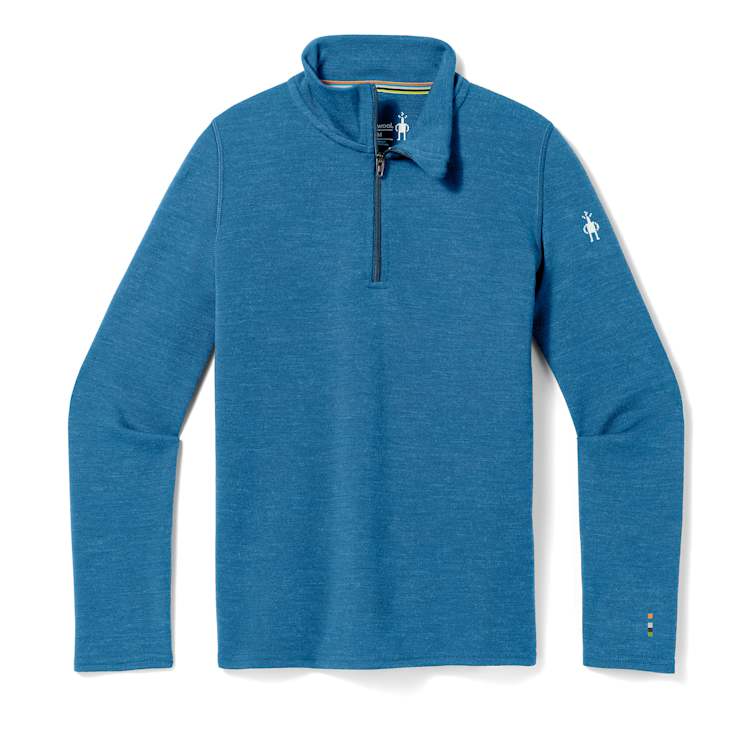 Smartwool Kids' Classic Thermal Merino Base Layer 1/4 Zip-Nival Blue Heather-Killington Sports