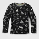Smartwool Kids' Classic Thermal Merino Base Layer Crew-Black Ski Day-Killington Sports