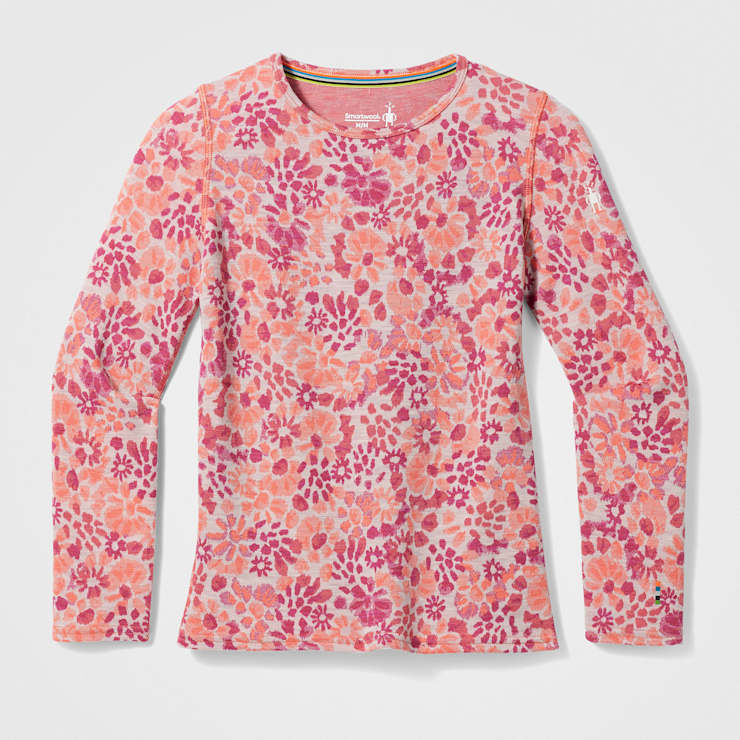 Smartwool Kids' Classic Thermal Merino Base Layer Crew-Festive Fuchsia Floral-Killington Sports