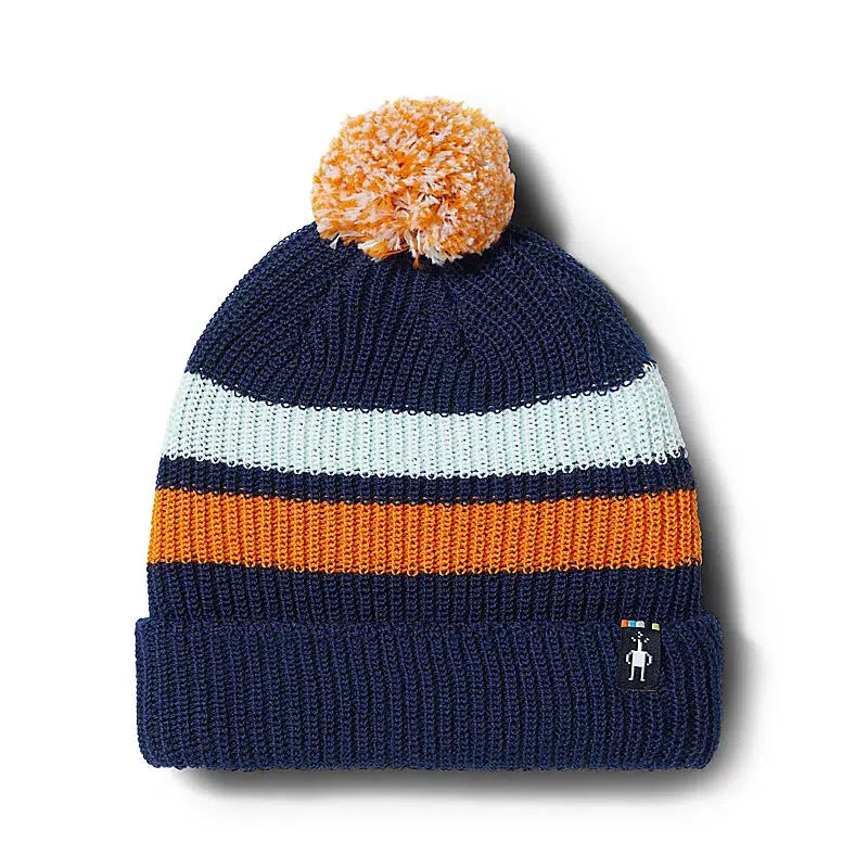 Smartwool Kids' Stripe Pom Beanie-Deep Navy-Killington Sports