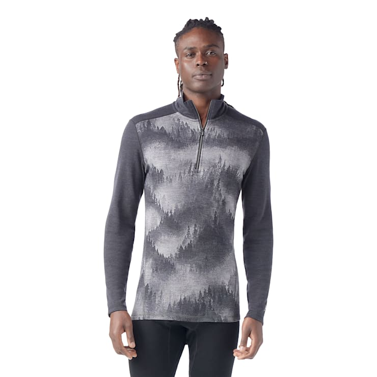 Smartwool Men's Classic Thermal Merino Base Layer 1/4 Zip-Charcoal Foggy Pines-Killington Sports