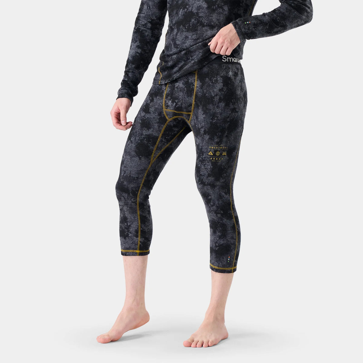 Smartwool Men's Classic Thermal Merino Base Layer 3/4 Bottom-Black Tie Dye/Honey Gold-Killington Sports