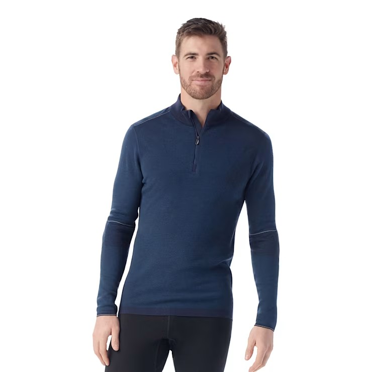 Smartwool Men's Intraknit Thermal Max Merino Base Layer 1/4 Zip-Deep Navy-Killington Sports