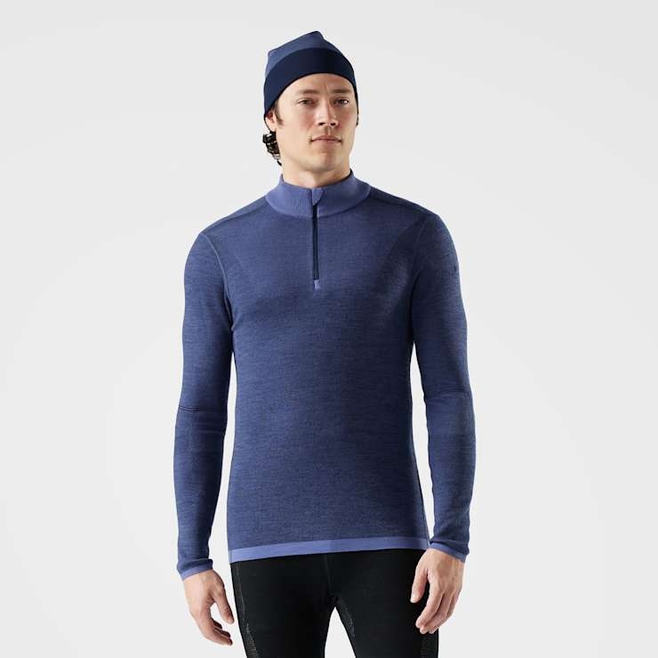 Smartwool Men's Intraknit Thermal Max Merino Base Layer 1/4 Zip-Nightfall Blue-Killington Sports