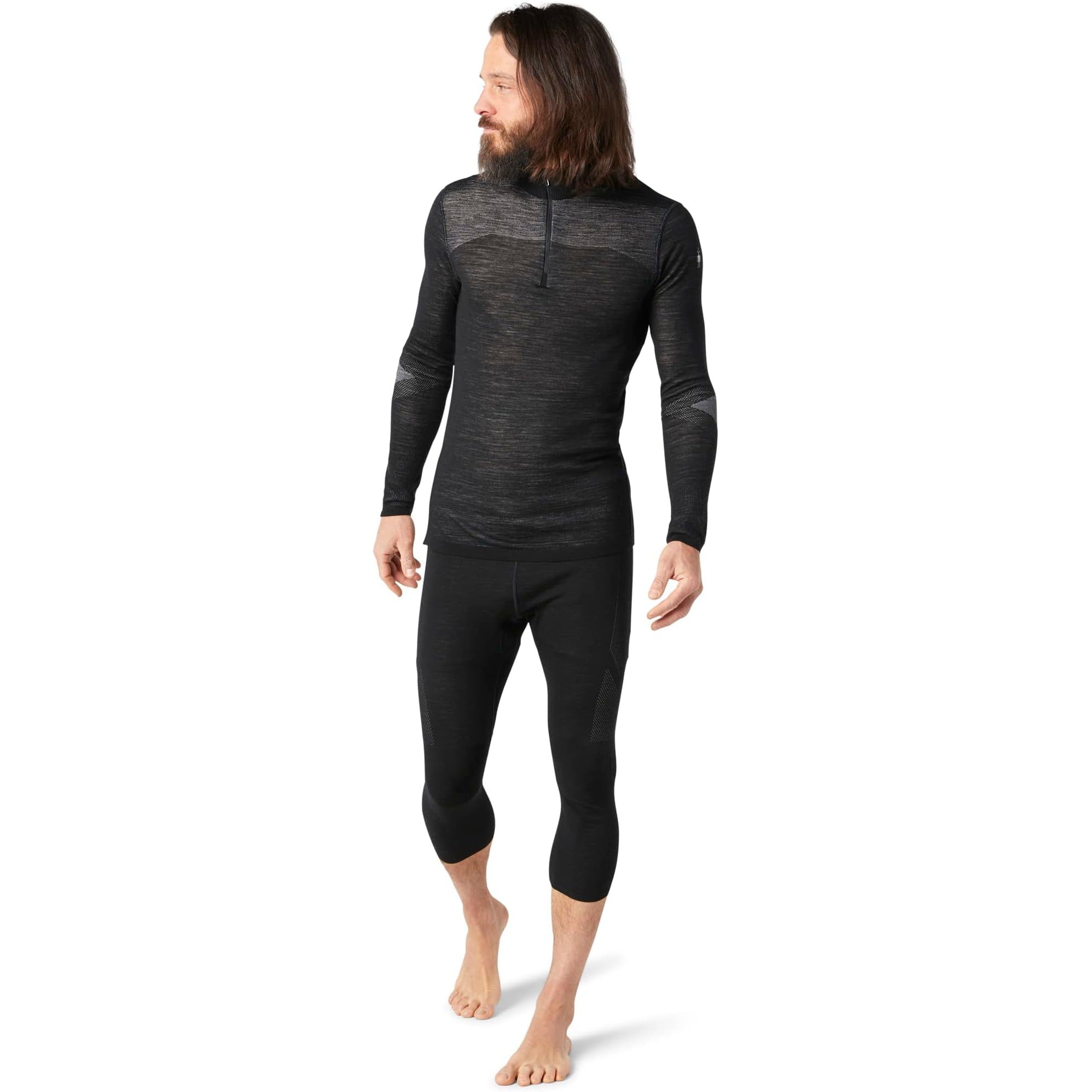 Smartwool Men's Intraknit Thermal Merino Base Layer 1/4 Zip-Black/White-Killington Sports